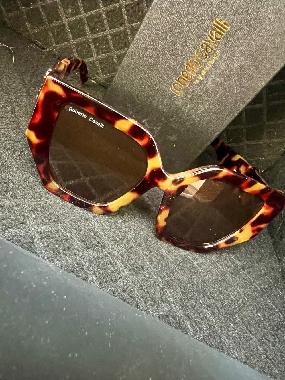 Roberto Cavalli Women's Tortoiseshell Square Sunglasses - Dark Brown Lenses